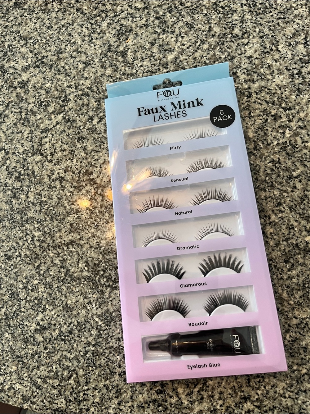Faux Mink 6-Pack False Eyelashes Set with Glue - Black